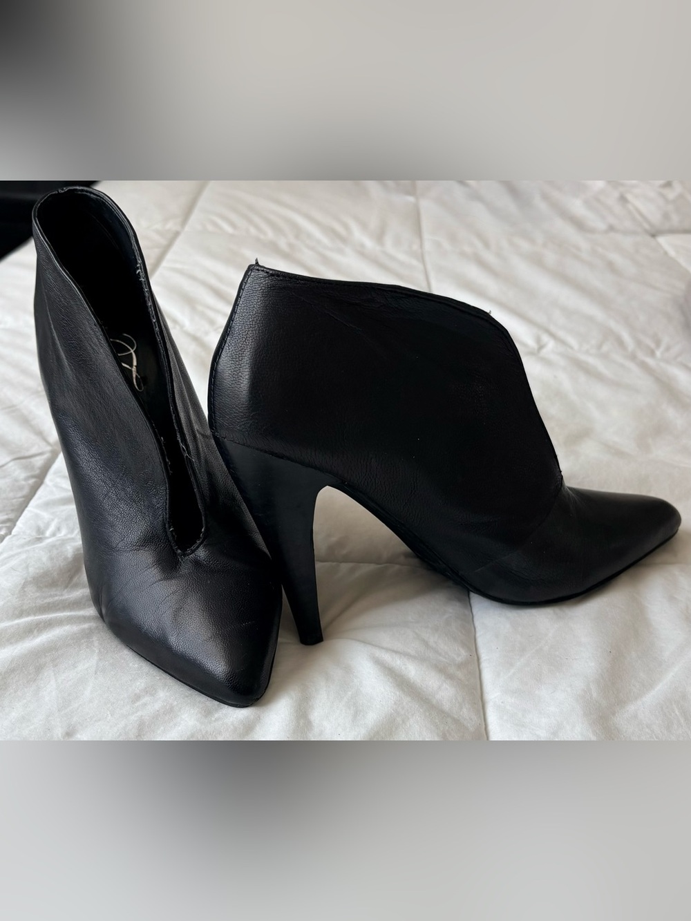 Sleek Black Pointed High-Heel Ankle Booties